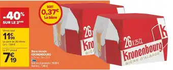 Bière blonde KRONENBOURG 4,2% vol., 26 x 25 cl.