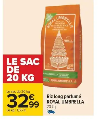 Carrefour Riz long parfumé ROYAL UMBRELLA 20 kg. offre
