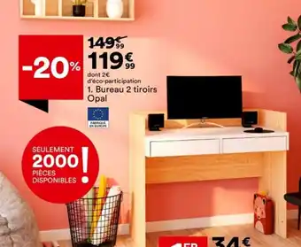BUT 1. Bureau 2 tiroirs Opal offre