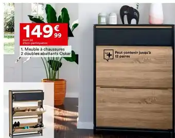 BUT 1. Meuble à chaussures 2 doubles abattants Oskar offre