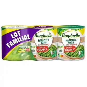 Carrefour Bonduelle haricots cuits à la vapeur
lot familial offre