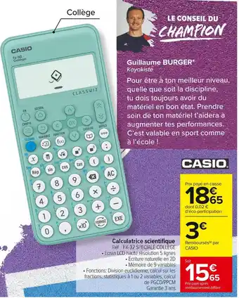 Carrefour Market Casio calculatrice scientifique offre