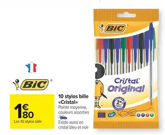 Carrefour Market Bic 10 stylos bille cristal offre