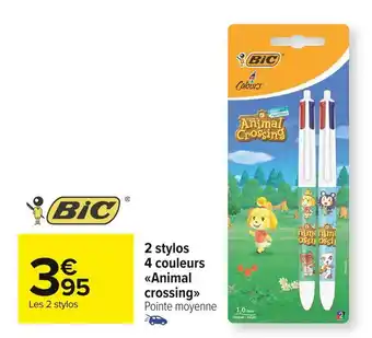 Bic 2 stylos 4 couleurs animal crossing