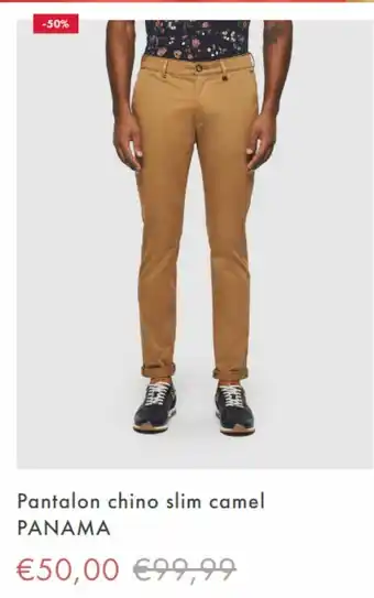 Pantalon chino slim camel panama