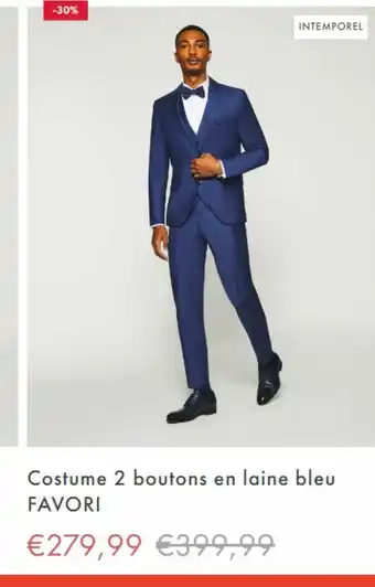 Costume 2 boutons en laine bleu favori