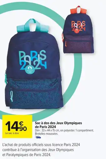 Carrefour Market Sac à dos des jeux olympiques de paris 2024 offre