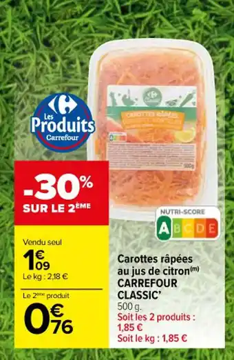 Carrefour Carottes râpées au jus de citron (m) CARREFOUR CLASSIC' offre