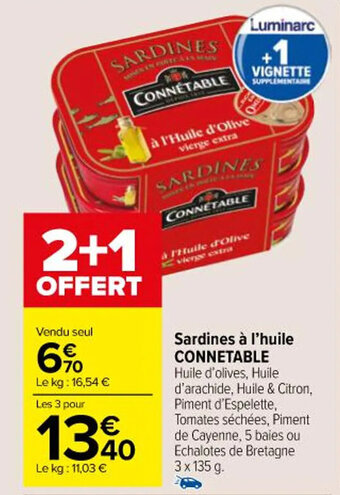 Carrefour Sardines à l'huile CONNETABLE offre