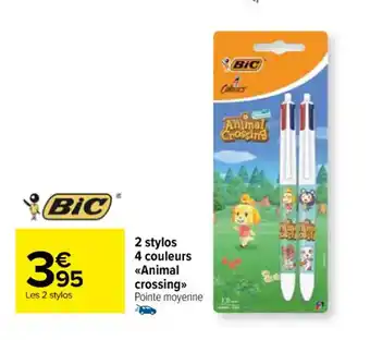 Carrefour 2 stylos 4 couleurs <<Animal crossing>> offre