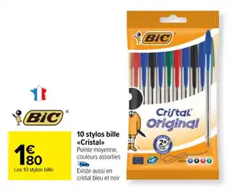 Carrefour 10 stylos bille <<Cristal>> offre