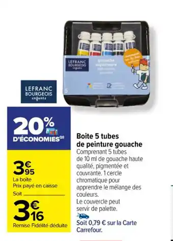 Boite 5 tubes de peinture gouache