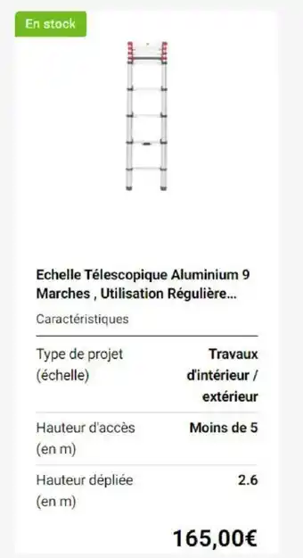 Echelle Télescopique Aluminium 9 Marches, Utilisation Régulière...