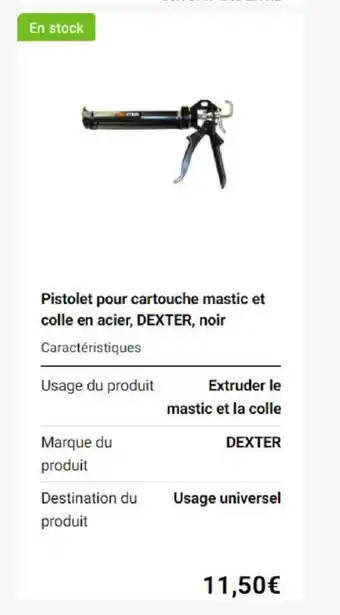 Weldom Pistolet pour cartouche mastic et colle en acier, DEXTER, noir offre