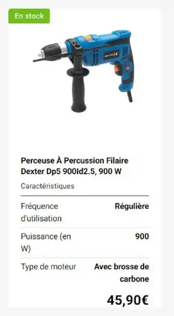 Perceuse Ă Percussion Filaire Dexter Dp5 9001d2.5, 900 W