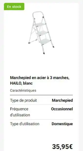 Weldom Marchepied en acier à 3 marches, HAILO, blanc offre