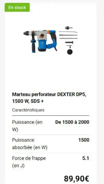 Weldom Marteau perforateur DEXTER DP5, 1500 W, SDS + offre