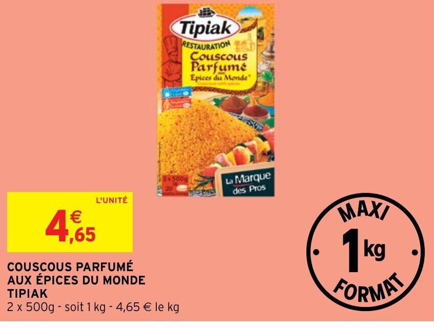Promo COUSCOUS PARFUMÉ AUX ÉPICES DU MONDE TIPIAK chez Intermarché Express