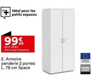 BUT 2. Armoire penderie 2 portes L. 78 cm Space offre