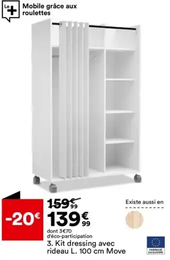 BUT 3. Kit dressing avec rideau L. 100 cm Move offre