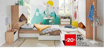 Lit 90x190cm tiroirs en option
