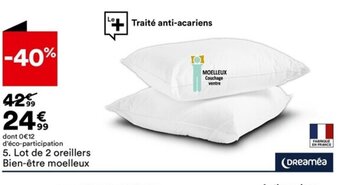 BUT Lot de 2 oreillers bien-etre moelleux offre