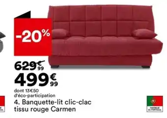 BUT 4. Banquette-lit clic-clac tissu rouge Carmen offre