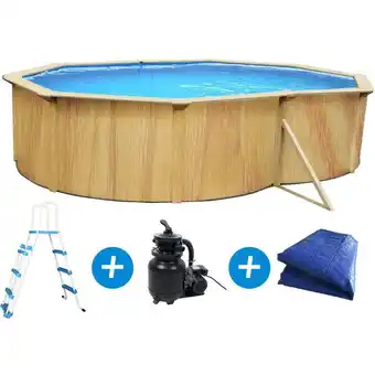 Decathlon Piscine acier ovale aspect bois caracas - 4.90 x 3.60 x 1.20 m offre