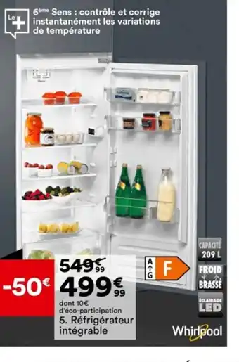 BUT 5. Réfrigérateur intégrable offre