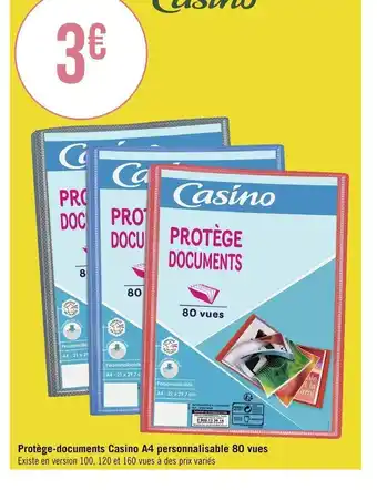 Casino Supermarchés Protège-documents Casino A4 personnalisable 80 vues Existe en version 100, 120 et 160 vues à des prix variés offre