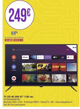 Casino Supermarchés TV LED 4K UHD 43" (108 cm) offre