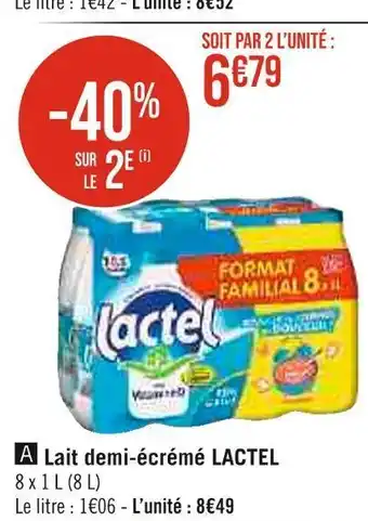 Casino Supermarchés Lactel lait demi-écrémé offre