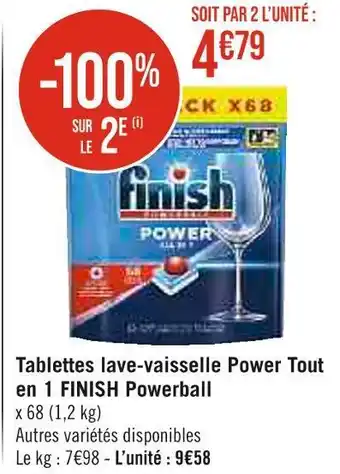 Casino Supermarchés Finish tablettes lave-vaisselle power tout en 1 powerbal offre
