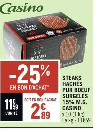 Spar Casino steaks hachés pur boeuf surgelés 15% m.g. offre