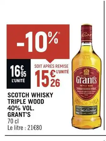 Spar Grant’s scotch whisky triple wood 40% vol. offre