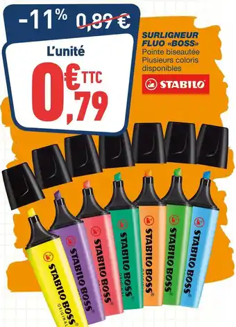 Bureau Vallée Stabilo surligneur fluo boss offre