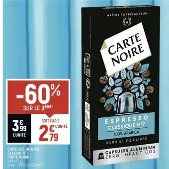 Petit Casino Carte noire capsules de café classic n°7 offre