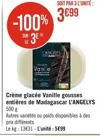 Casino Supermarchés L’angelys crème glacée vanille gousses entières de madagascar offre