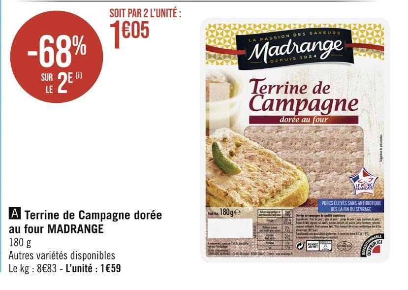 Promo Madrange terrine de campagne dorée au four chez Casino Hyperfrais