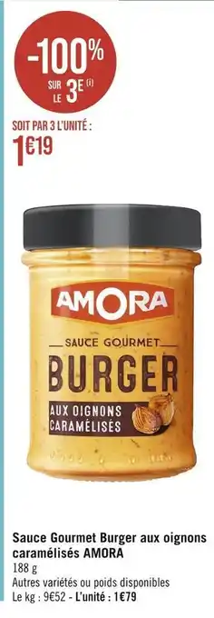 Amora sauce gourmet burger aux oignons caramélisés