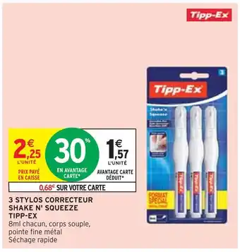 Tipp-ex 3 stylos correcteur shake n' squeeze