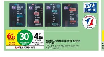 Intermarché Oxford agenda 12x18cm cousu spirit offre
