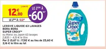 Intermarché Super croix lessive liquide 63 lavages bora bora(b) offre