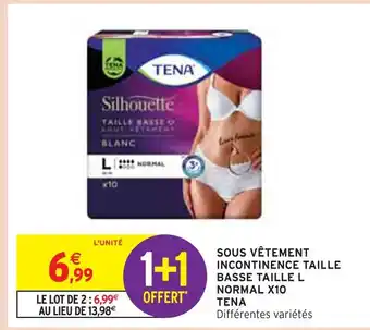 Intermarché Tena sous vêtement incontinence taille basse taille l normal x10 offre