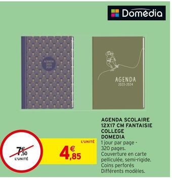 Intermarché Domedia agenda scolaire 12x17 cm fantaisie college offre