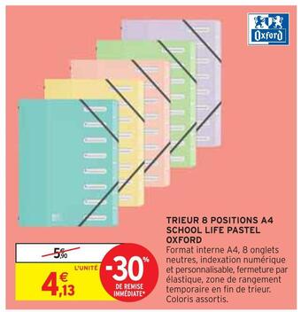 Intermarché Oxford trieur 8 positions a4 school life pastel offre
