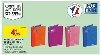 Intermarché Oxford agenda 12x18 cm cousu school offre