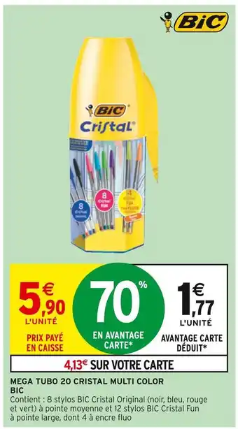 Intermarché Bic mega tubo 20 cristal multi color offre