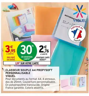 Intermarché Viquel classeur souple a4 propysoft personnalisable offre