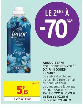 Intermarché Lenor adoucissant collection envolée d'air 41 doses(b) offre